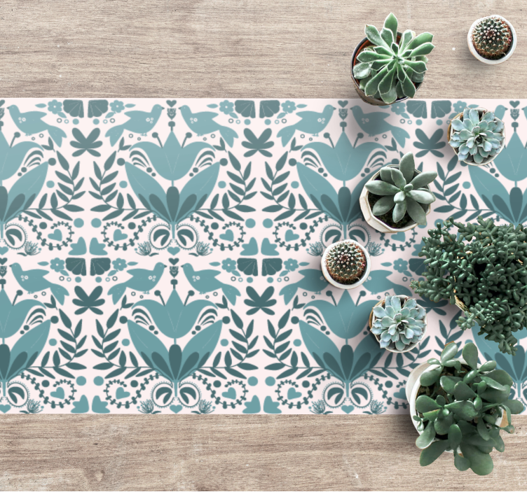 Floral Bird Pattern modern vinyl rug - TenStickers