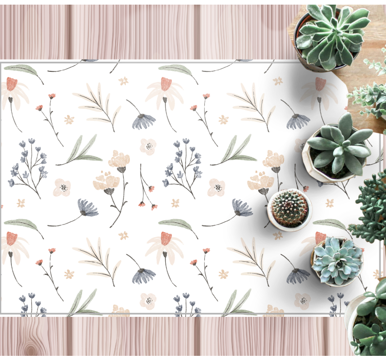 Floral Botanical Element living room vinyl rug - TenStickers