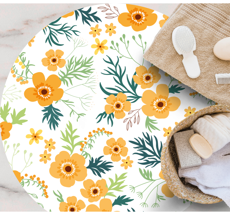 Floral bouquet pattern floral vinyl rug - TenStickers