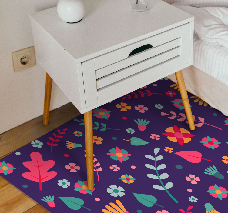 Floral Color Burst floral vinyl rug - TenStickers