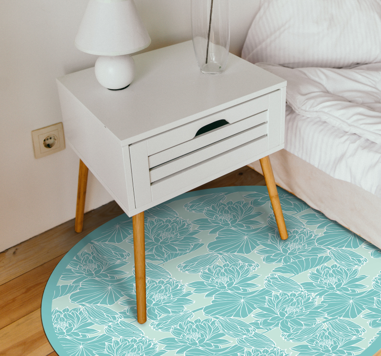 Floral Motif Circle floral vinyl rug - TenStickers
