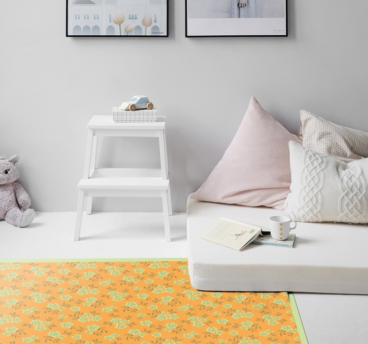 Floral Motif Surface floral vinyl rug - TenStickers