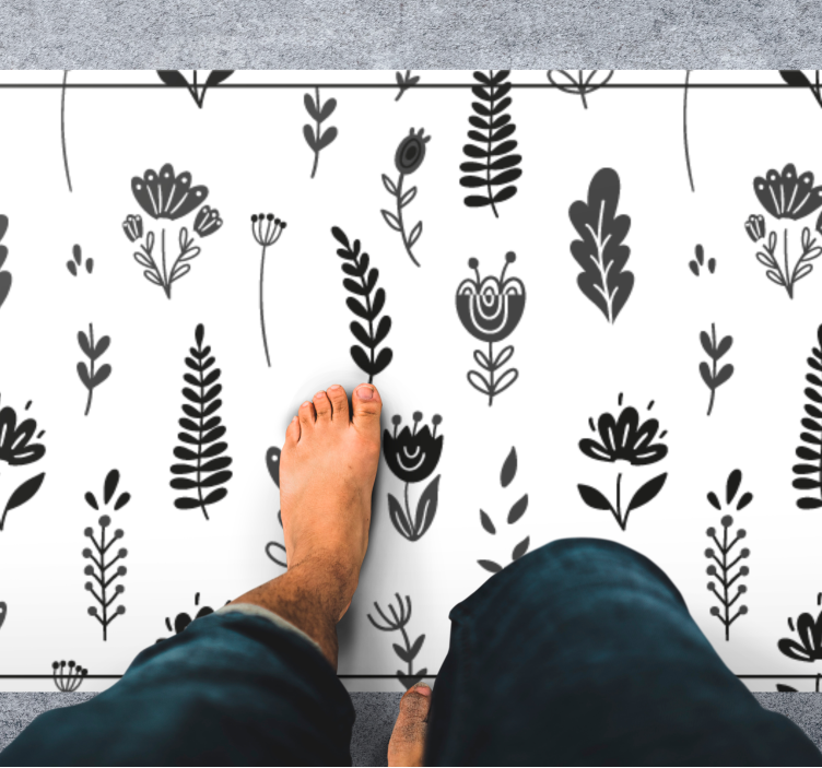 Floral silhouette pattern floral vinyl rug - TenStickers