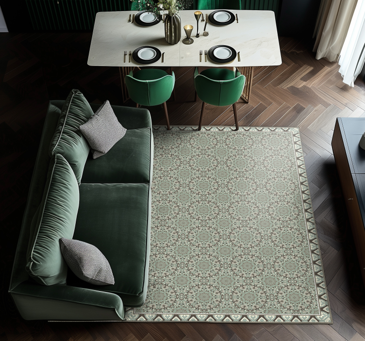 Floral tile pattern dining room carpet - TenStickers