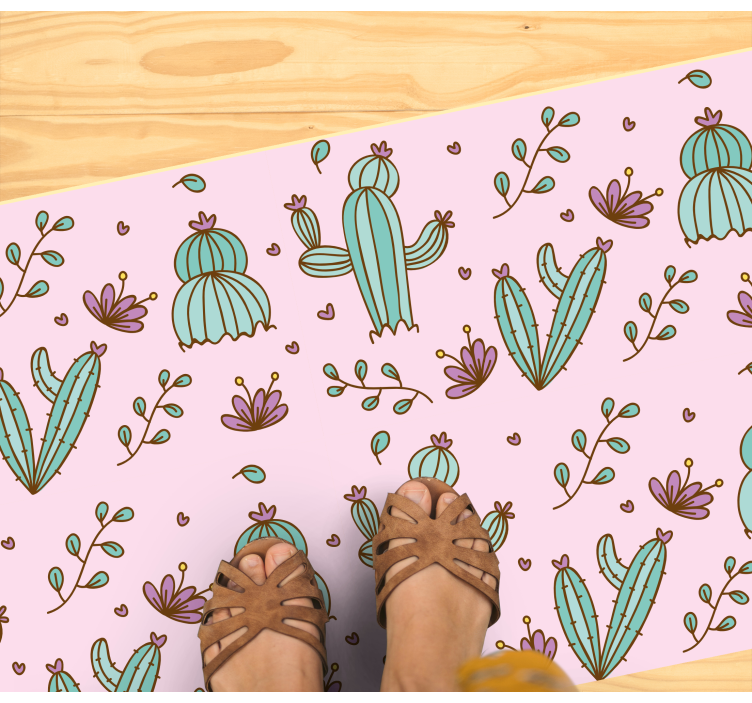 Floral vinyl rug cactus floral design - TenStickers