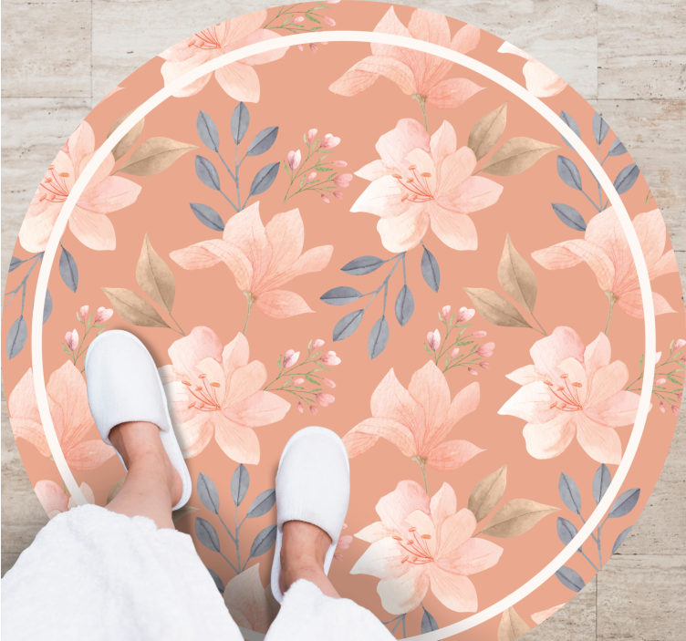 Floral vinyl rug peach blossom design - TenStickers