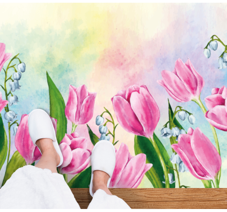 Floral vinyl rug tulip floral arrangement - TenStickers