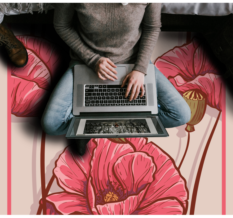 Floral vinyl rug with chic flower pattern - TenStickers