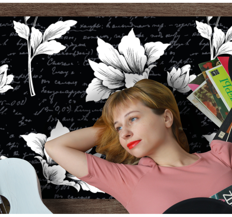 Floral vinyl rug with elegant botanical design - TenStickers