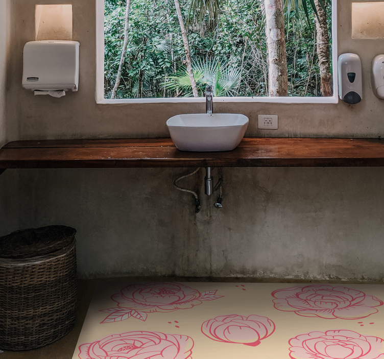 Floral vinyl rug with pink floral design - TenStickers