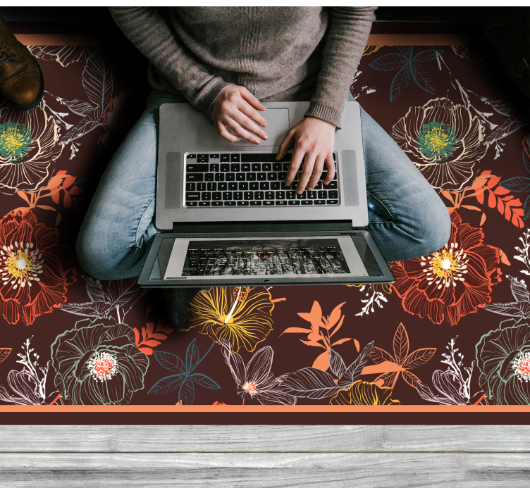 Floral vinyl rug with retro burst pattern - TenStickers