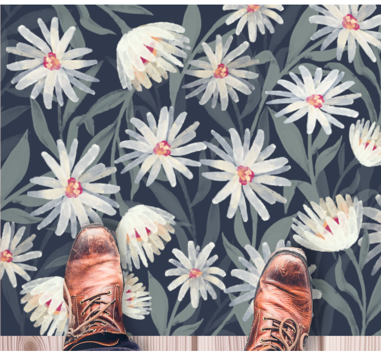 Floral vinyl rug with white daisies design - TenStickers