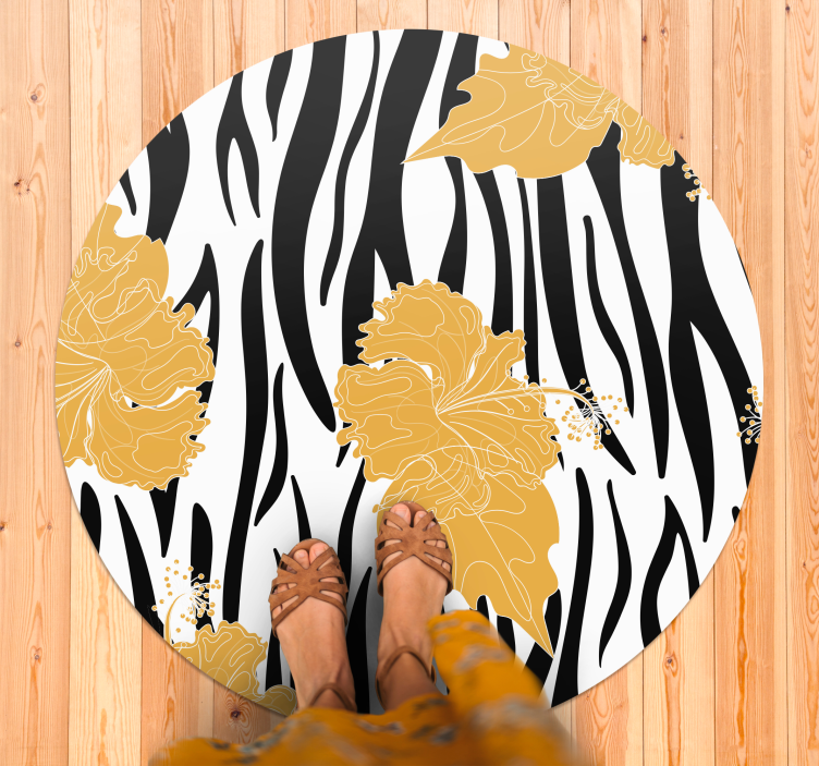 Floral Zebra Motif animal print vinyl rug - TenStickers