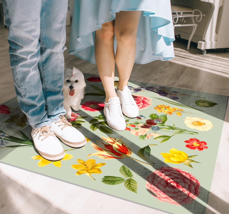 Flower Botanical Assortment floral vinyl rug - TenStickers