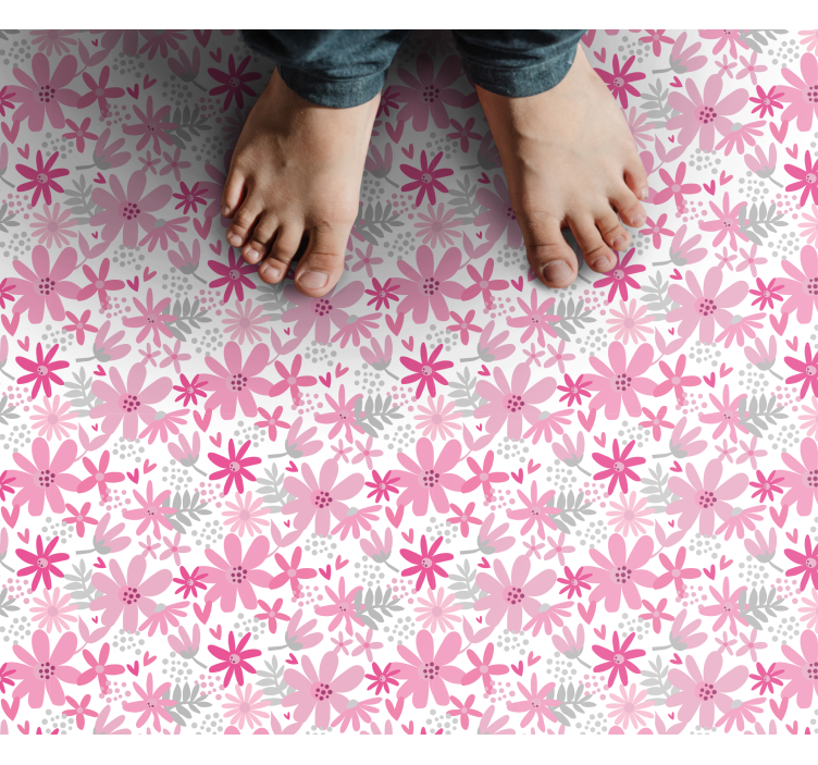 Flowerprint 'Yambo' Pink floral rug - TenStickers