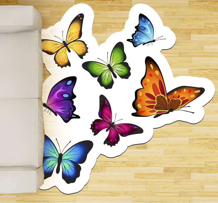 Flying butterflies animal vinyl rug - TenStickers