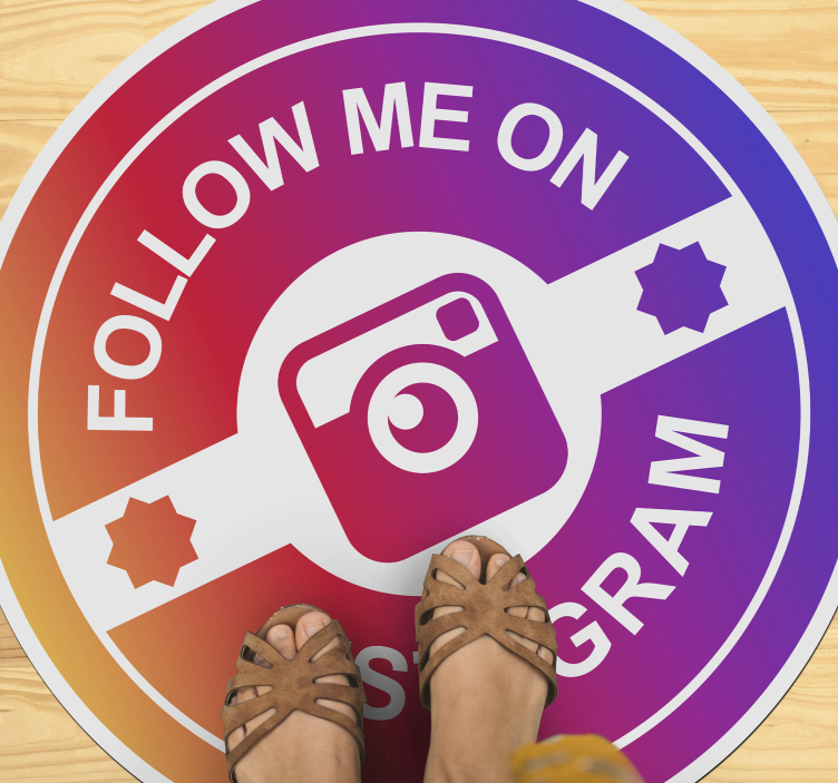 Follow me on Instagram Circle custom rug - TenStickers