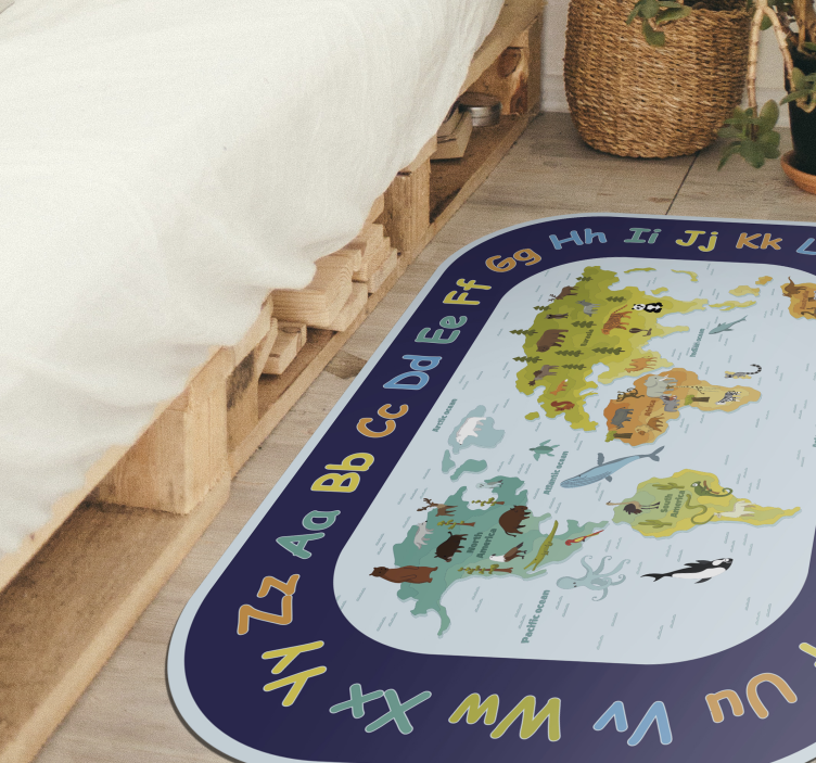 For kids with alphabet world map rug - TenStickers