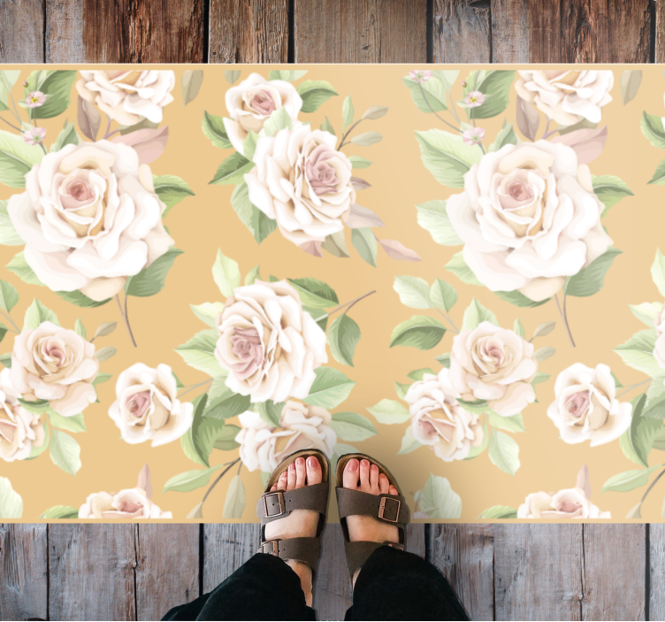 Gentle blossom grace floral vinyl rug - TenStickers