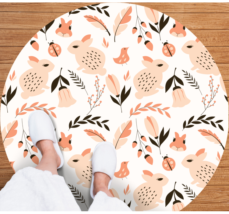 Gentle Bunny Floral kids vinyl rug - TenStickers