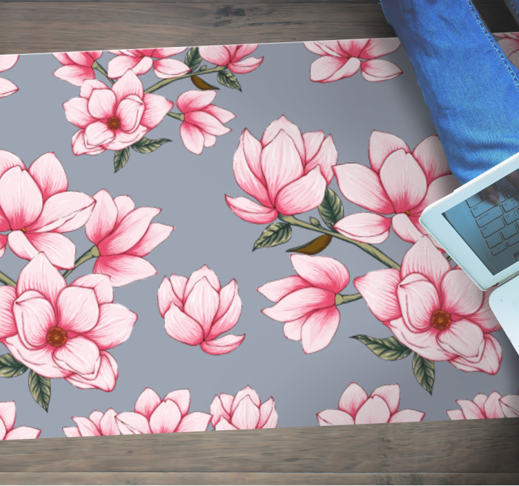 Delicate Blooms living room vinyl rug - TenStickers