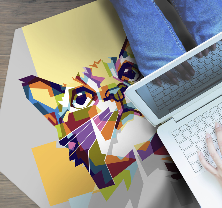 Geometric Cat geometric vinyl rug - TenStickers