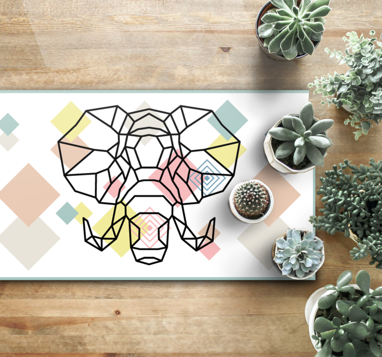 Origiami elephant head modern vinyl rug - TenStickers