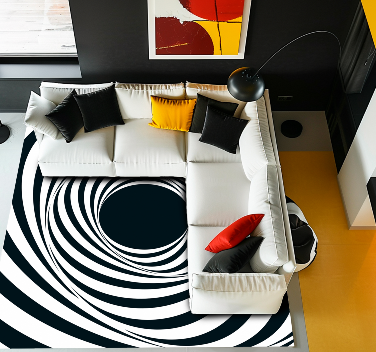 Black White Swirling Pattern geometric vinyl rug - TenStickers