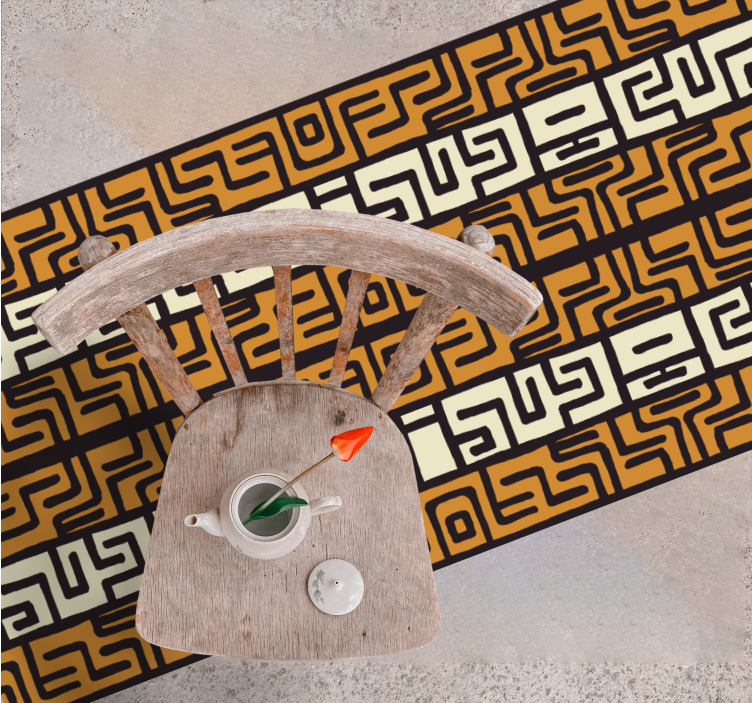 Geometric Labyrinth Pattern striped runner rug - TenStickers