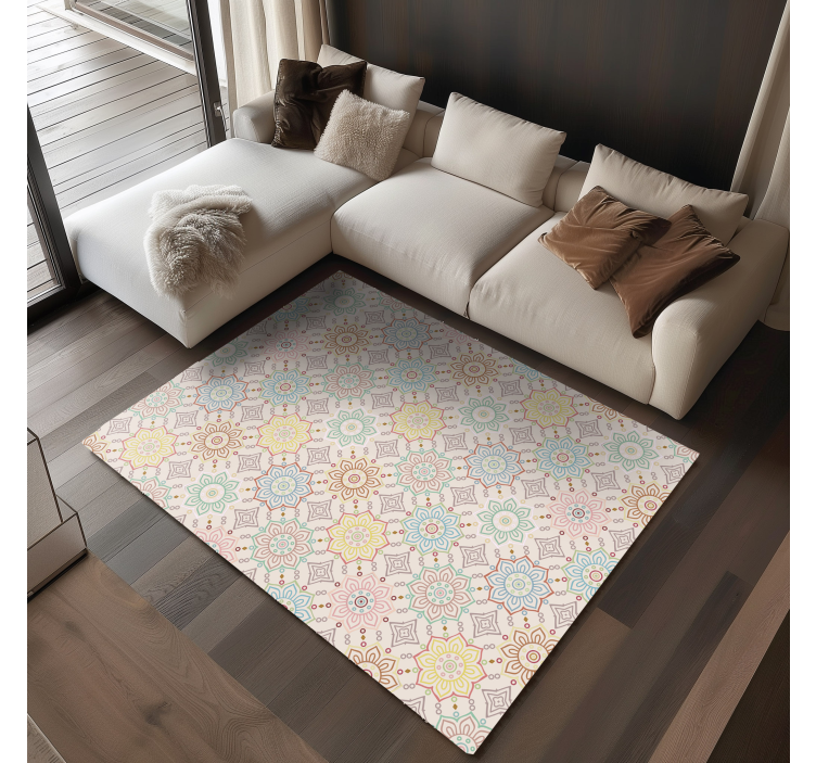Geometric Mandala Pattern floral rug - TenStickers