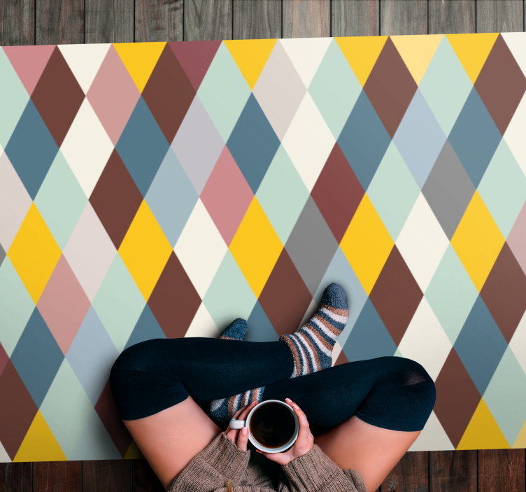 Geometric Patterned Floor Covering geometric vinyl rug - TenStickers