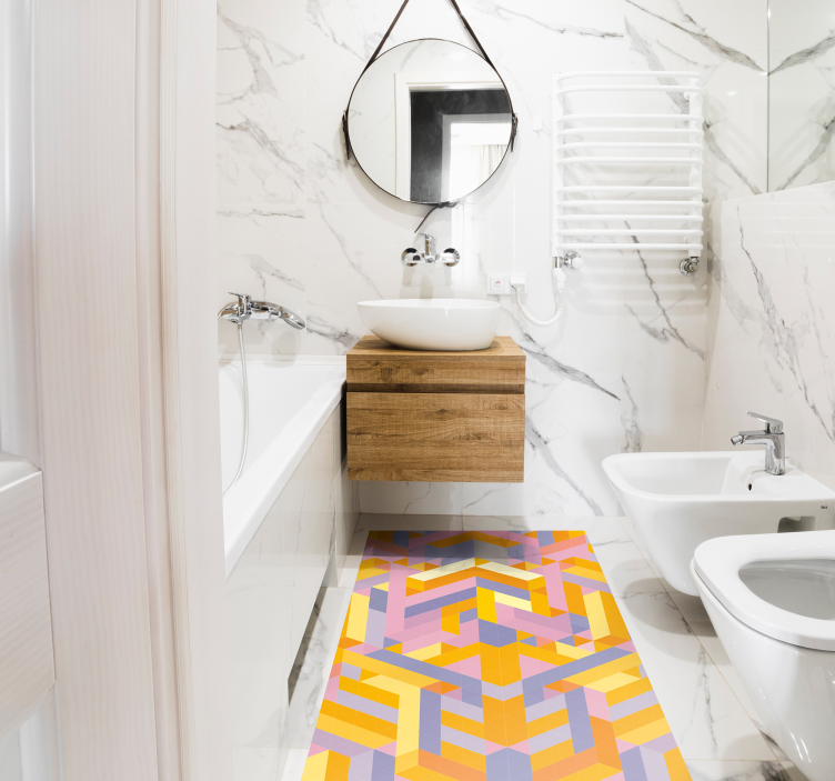 Geometric Pattern Overlap bathroom vinyl rug - TenStickers
