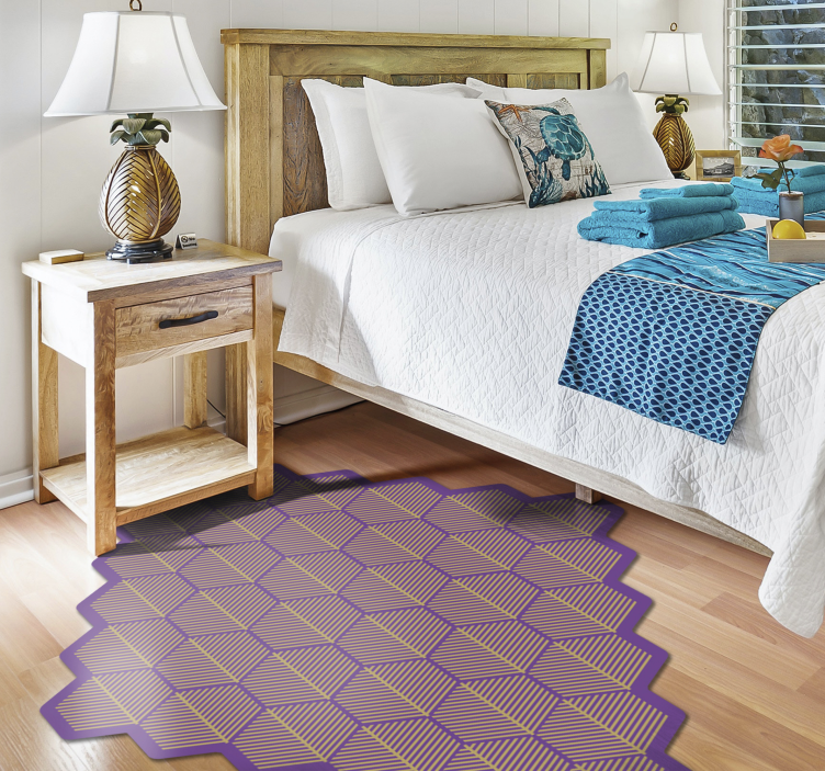 Geometric Purple Hexagons geometric vinyl rug - TenStickers
