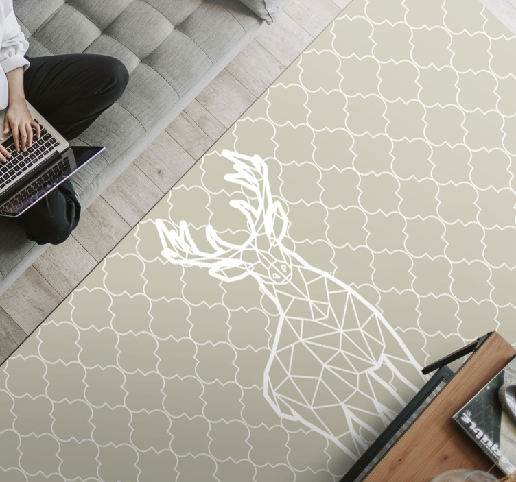 Geometric Stag Silhouette living room vinyl rug - TenStickers