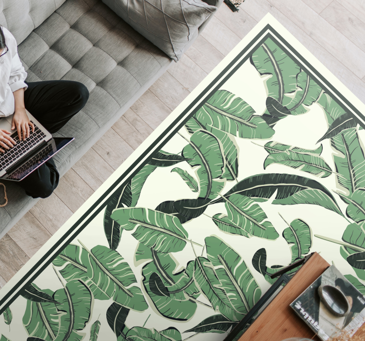 giant palm leaves floral rug - TenStickers