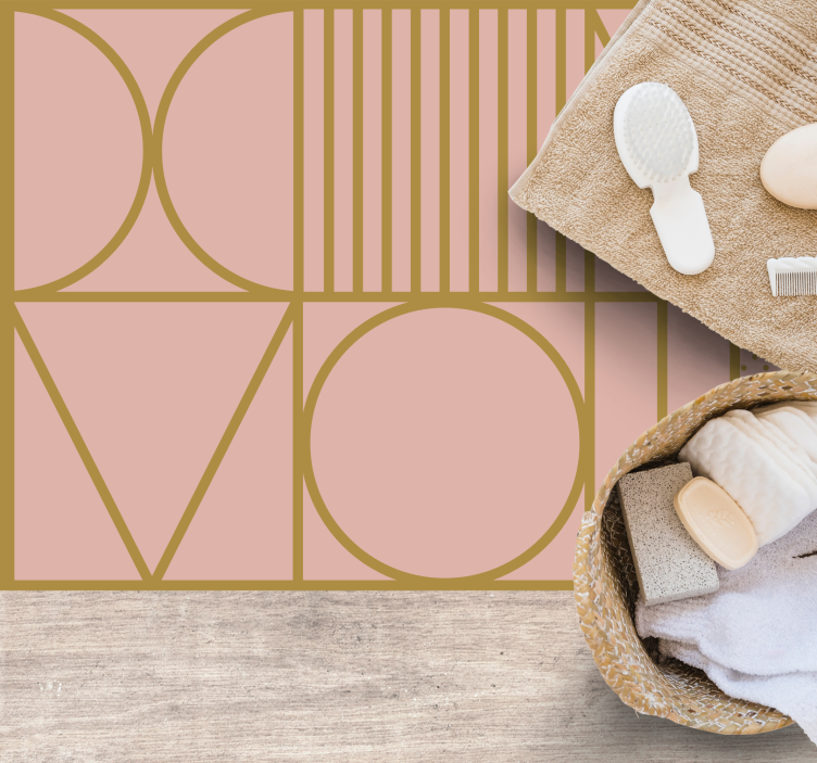 Gold and pink colors block rectangular rug - TenStickers