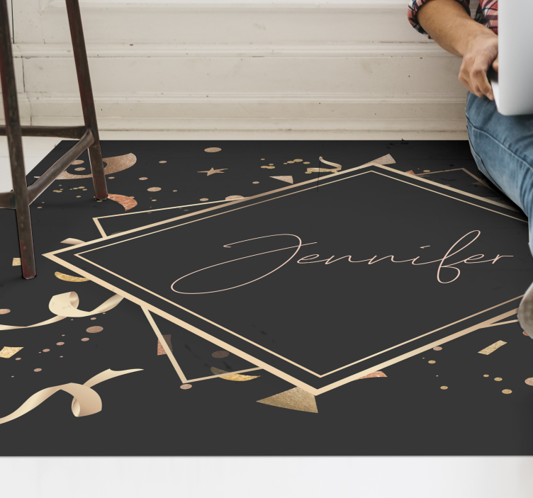 Gold confetti with name teen vinyl rug - TenStickers