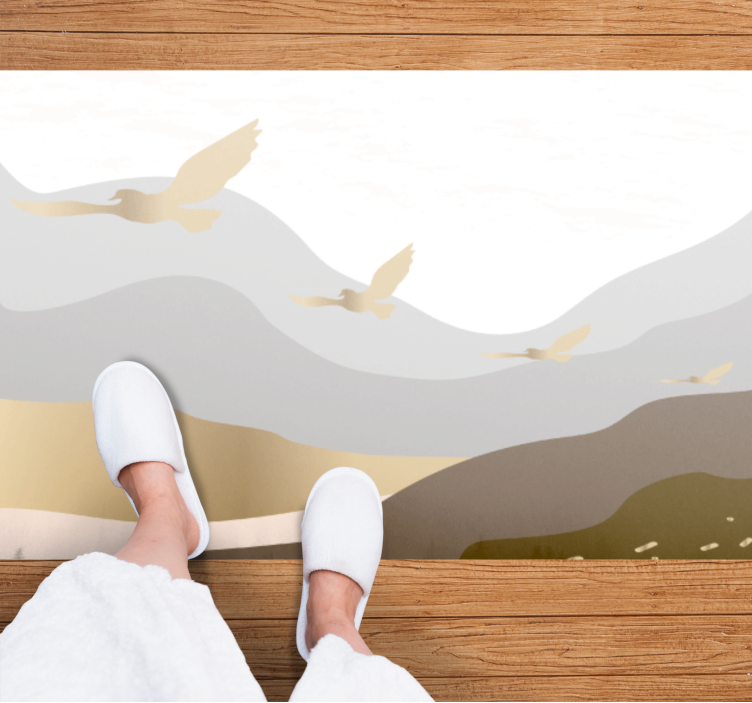 Soothing Birds Silhouette Scenery animal vinyl rug - TenStickers