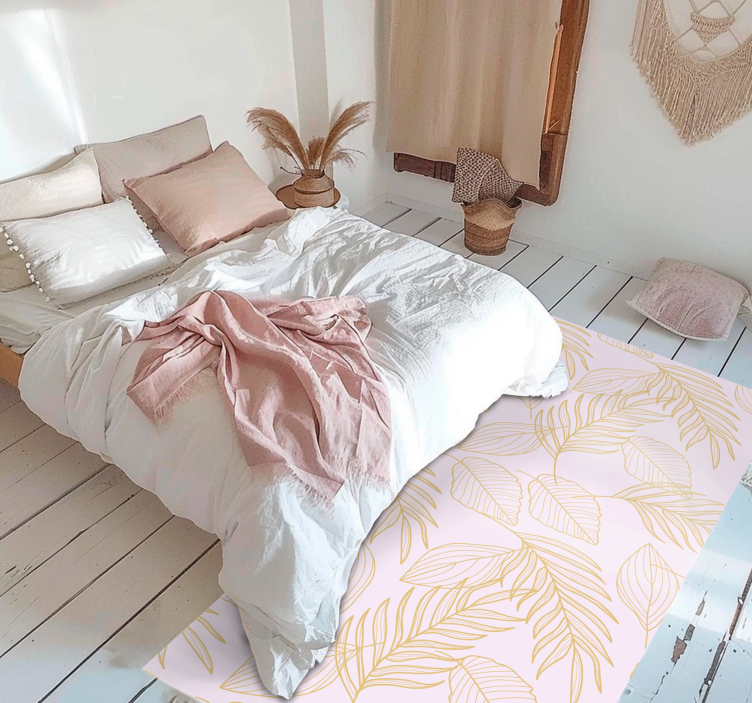 Golden Leaf Pattern Overlay floral rug - TenStickers