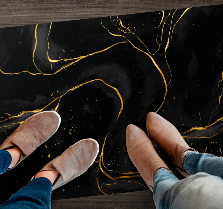 Golden Swirls marble vinyl rug - TenStickers