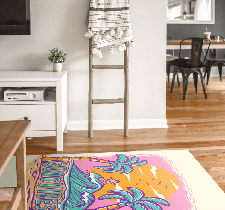 Good Vibes Surf teen vinyl rug - TenStickers