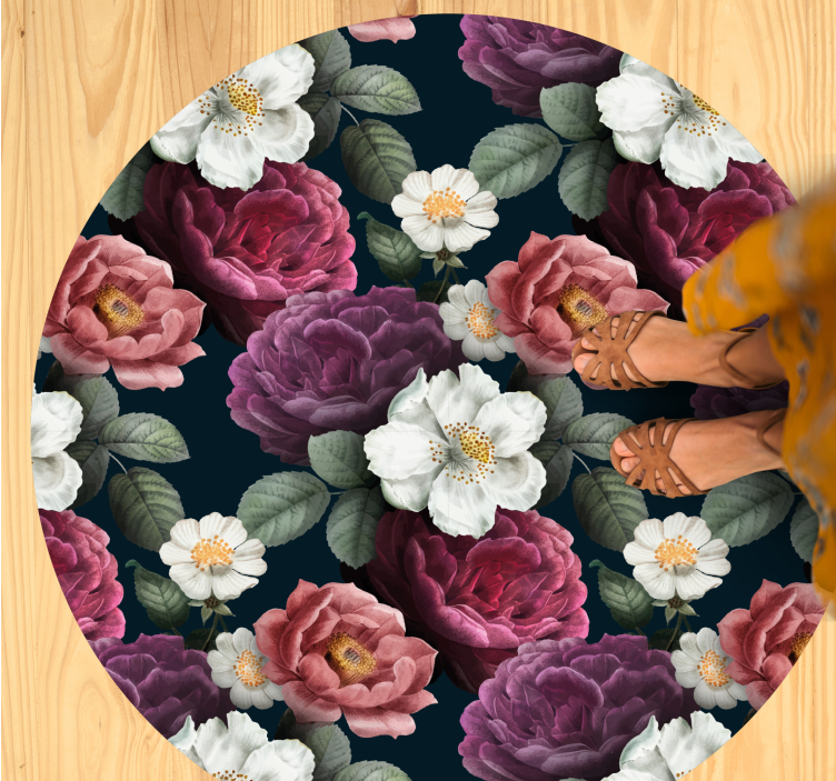 Graceful Botanical Composition floral vinyl rug - TenStickers