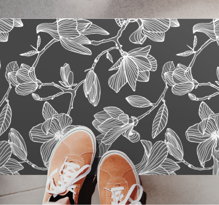 Graceful Botanical Elements floral vinyl rug - TenStickers