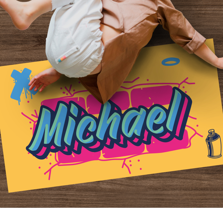 Graffiti custom name kids vinyl rug - TenStickers