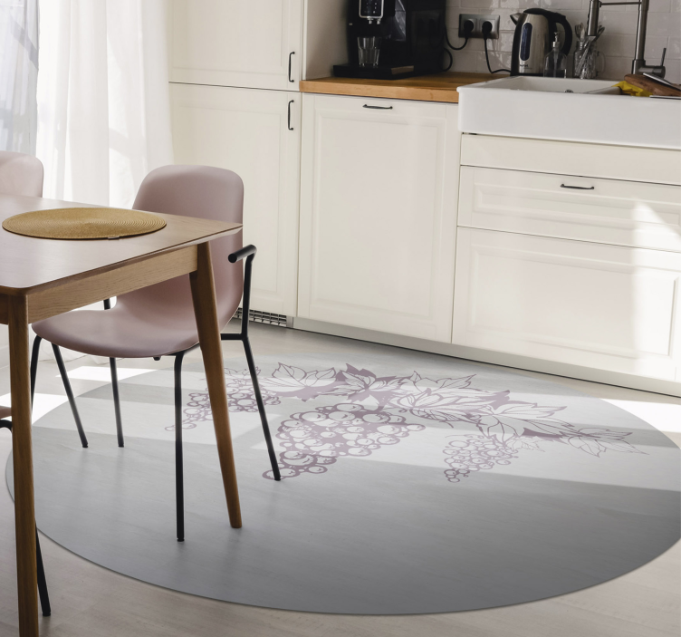 Grapes Botanical Emblem floral vinyl rug - TenStickers