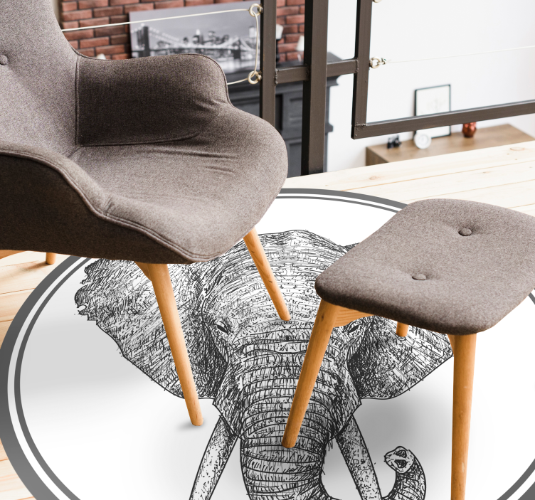 Gray elephant animal print vinyl rug - TenStickers