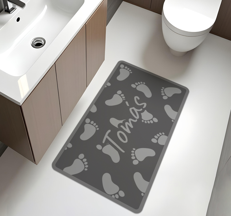 Gray footsteps design custom vinyl rug - TenStickers