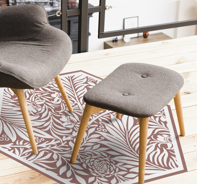 Gray Ornament modern vinyl rug - TenStickers