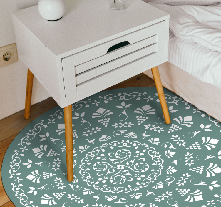 Gray round ornamental nordic vinyl rug - TenStickers