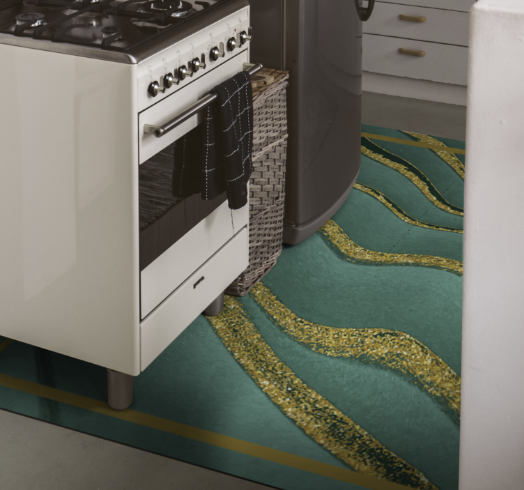 Green and gold marble effect vinyl rug - TenStickers